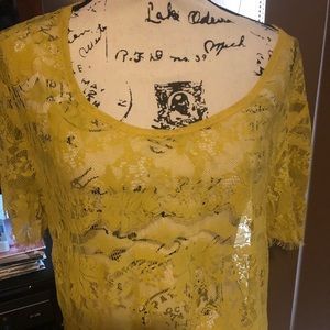 LADIES LACE FOSSIL SIZE L YELLOW TOP